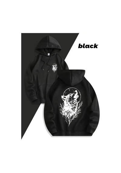 Nevermind Unisex Oversize Kurt Baskılı Siyah Hoodie Doğa Ve Gece Temalı S Siyah