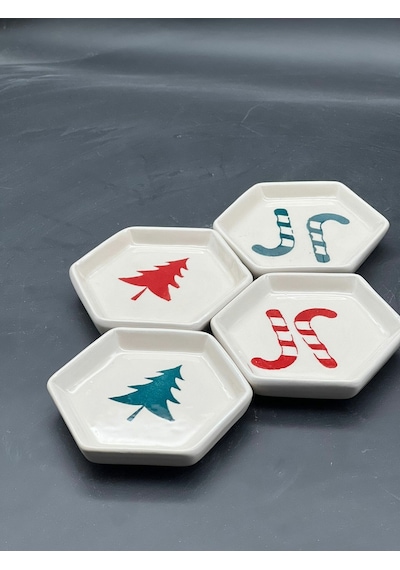 Meggdecor 4'lü Yeni Yıl Temalı Sosluk Lokumluk Kase