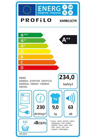 Profilo KM9611CTR 9 KG Isı Pompalı Çamaşır Kurutma Makinesi