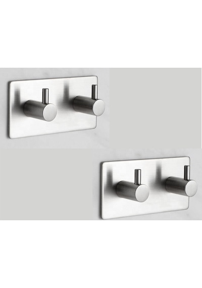 Deltahome Paslanmaz Çelik 2 Adet 2 Topuzlu Banyo Askısı Inox Metalik Deltahome Paslanmaz Çelik 2 Adet 2 Topuzlu Banyo Askısı Inox Metalik