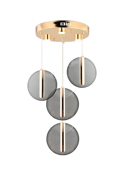 Dustin 4'lü Yuvarlak 3 Renk 52 Watt Gold Kristal Ledli Modern Oturma Odası Salon Sarkıt Avize Diğer
