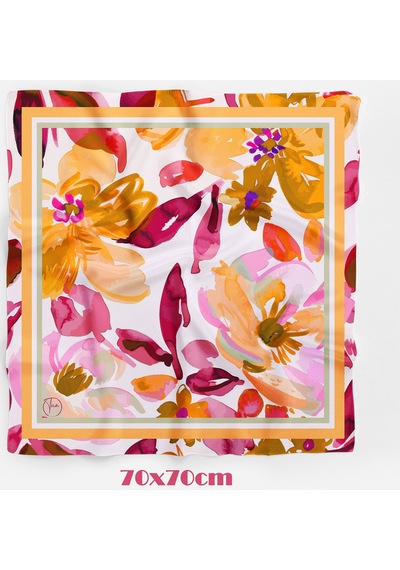 Sonbahar Esintisi Desen 70 70cm Bandana/fular Çok Renkli
