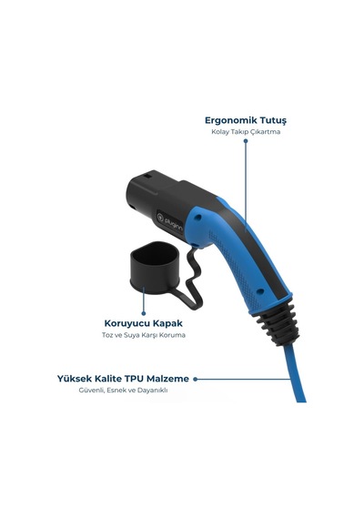 Pluginn 22 Kw Tip 2 Ac Elektrikli Araç Şarj Kablosu 5 Metre Genel