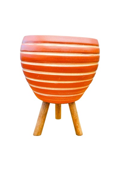 BİTKİ TASARIMI EV DEKORASYON YAN ÇİZGİ DESENLİ TERRAKOTA TOPRAK SAKSI SAKSILIK SALON ÇİÇEKLİK 3 AYAKLI - 15 CM