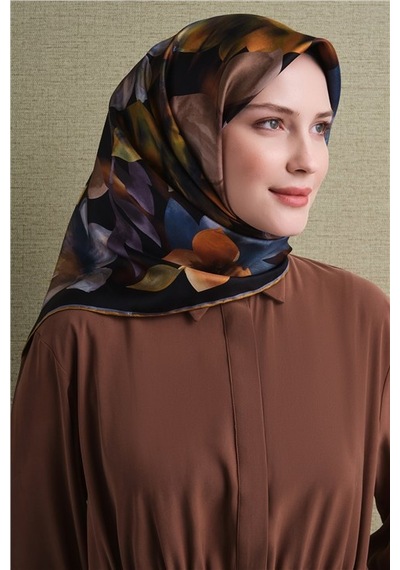 Armine Saf İpek Twill Eşarp 9632d 36 Koyu Lacivert Siyah