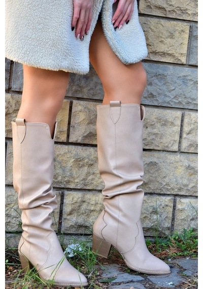 Fox Shoes Ten Büzgülü Dallas Kadın Çizme J404040109