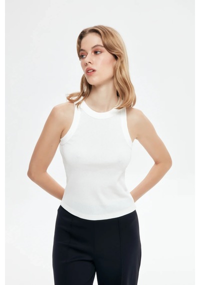 Ollacollection Halter Yaka Basic Fitilli Atlet Ekru