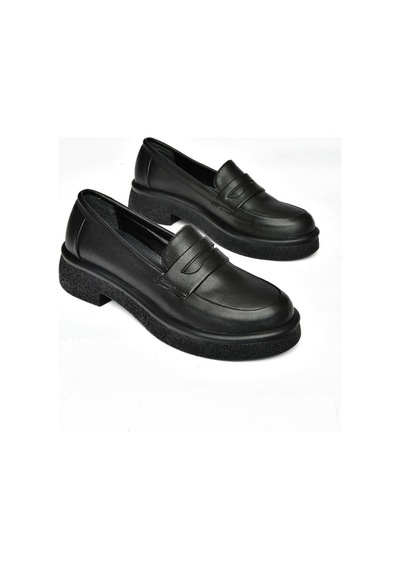 Fox Shoes S996310009 Siyah Kalın Tabanlı Günlük Kadın Ayakkabı Siyah