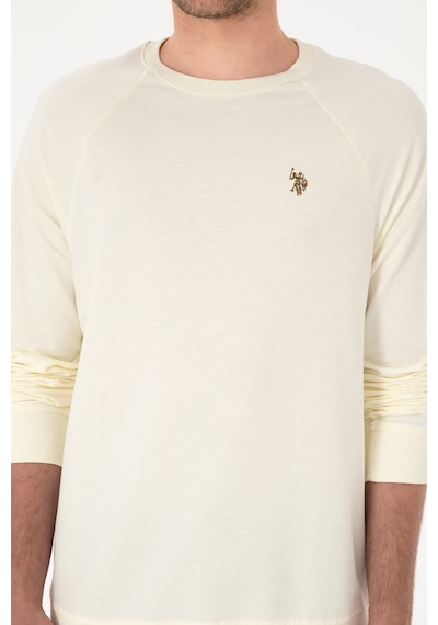 U.S. Polo Assn. Erkek Regular Fit Bisiklet Yaka Krem İnce Basic Sweatshirt 50313752-VR256