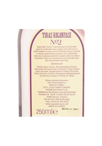 Eyüp Sabri Tuncer Tıraş Kolonyası No2 250ml