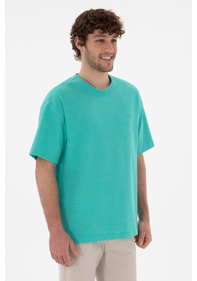 U.S. Polo Assn. Erkek Comfort Fit Bisiklet Yaka Mint Jakarlı İnterlok Tişört 50308448-VR090 U.S. Polo Assn. Erkek Comfort Fit Bisiklet Yaka Mint Jakarlı İnterlok Tişört 50308448-VR090