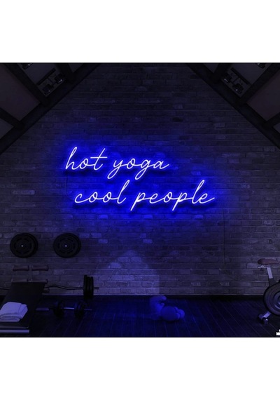 Hot Yoga Cool People Yazılı Neon Tabela Mavi