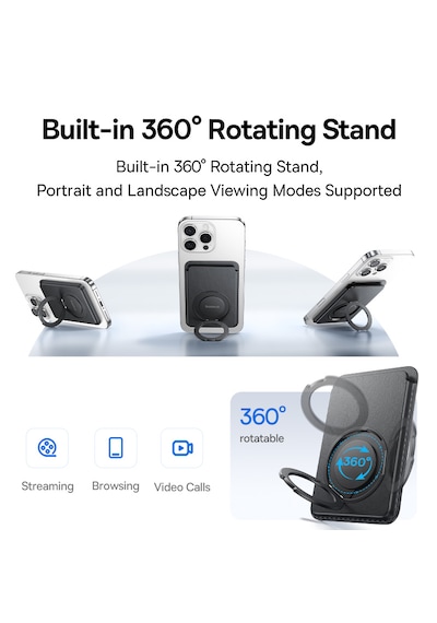 Baseus Magpro 3 Manyetik Standlı Cüzdan, Siyah Cüzdan