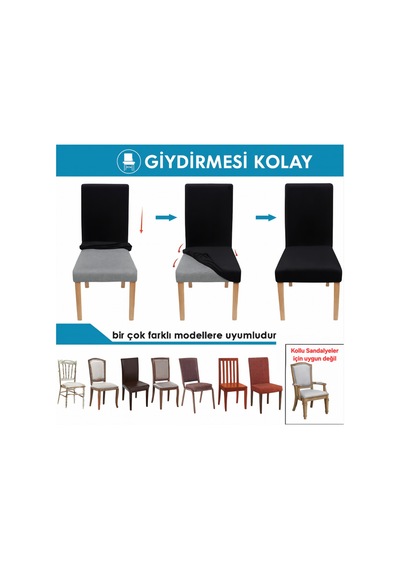Likrali Kumaş Tuğla Desenli Sandalye Örtüsü, Lastikli, Esnekli,kaliteli Sandalye Kılıfı 1 Adet Krem - 797768623 Krem