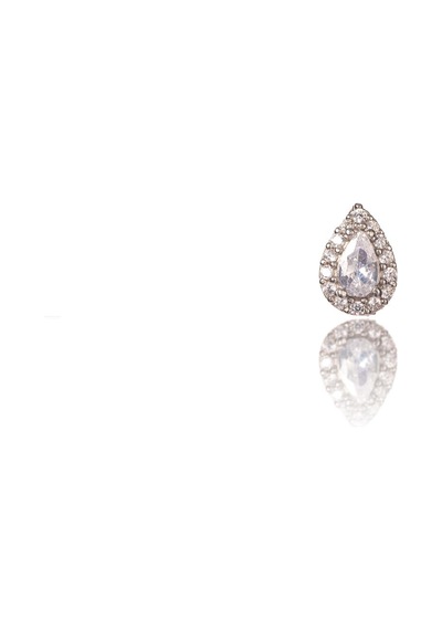 Beyaz Damla Gümüş Küpe-509 Silver