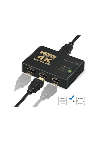 Lunatic 7032 Hdmi Switch 3 Port Çoklayıcı Kumandalı Hdmı 3 Giriş 1 Çıkış 4k 2k 3 Port 3 1 Hdmı Ultra