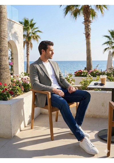 Hermose Riviera Mozaik Gri Desenli Ceket