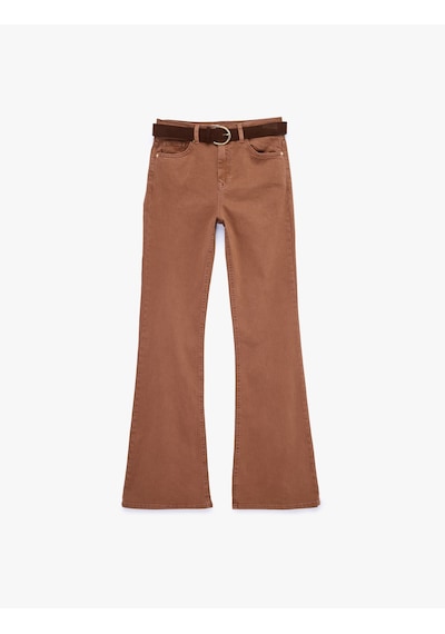 Koton Normal Bel Kemer Detaylı Dar Kalıp Cepli İspanyol Paça Pantolon - Flare Jeans Kahverengi 6sal40099mw Kahve Koton Normal Bel Kemer Detaylı Dar Kalıp Cepli İspanyol Paça Pantolon - Flare Jeans Kahverengi 6sal40099mw Kahve