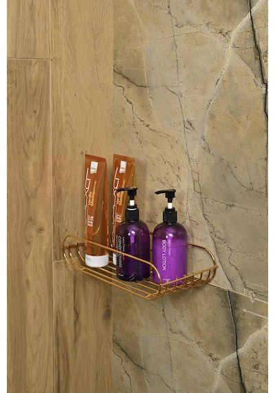Altın Oval Köşeli Sabunluk /düzenleyici / Şampuanlık / Metal /paslanmaz/askı / Banyo Aksesuarı Altın