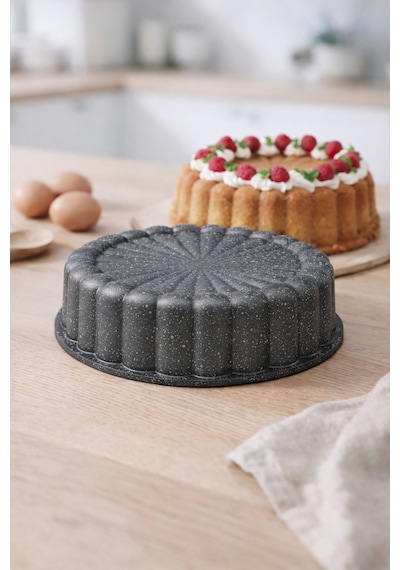 Papatya Döküm Kek Kalıbı 27cm Antrasit Antrasit