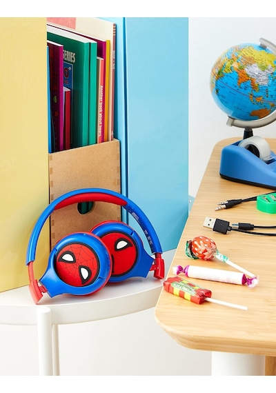 Spiderman 2-in-1 Bluetooth Stereo Kids Headset, Kablosuz, Kablolu, Limited Sound, Foldable, Ayarlanabilir, Girl/boy, Red/blue, Hpbt010sp