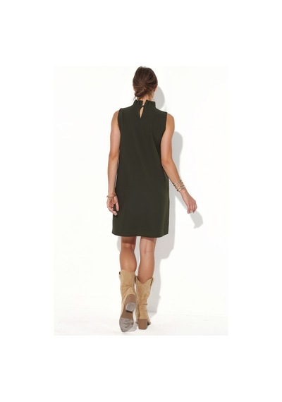 Hiccup Msn Nakışlı Kolsuz Mini Elbise Zümrüt Yeşili