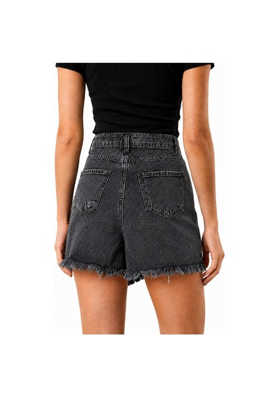 J&kstores Asimetrik Kesim Jean Denim Şort Etek Gri