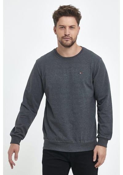 Comeor Erkek Antrasit Bisiklet Yaka Nakış Detaylı Regular Fit Sweatshirt Cmre70 Çok Renkli