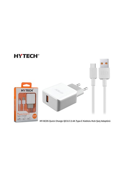 Hytech Hy-Xe35 Quick Charge Qc3.0 2.4A Type-C Hızlı Şarj Adaptörü-Beyaz