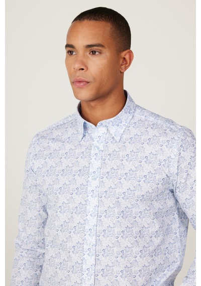 AC&Co / Altınyıldız Classics Erkek Mavı Slim Fit Dar Kesim Gizli Düğmeli Yaka %100 Pamuk Baskılı Gömlek Mavi AC&Co / Altınyıldız Classics Erkek Mavı Slim Fit Dar Kesim Gizli Düğmeli Yaka %100 Pamuk Baskılı Gömlek Mavi