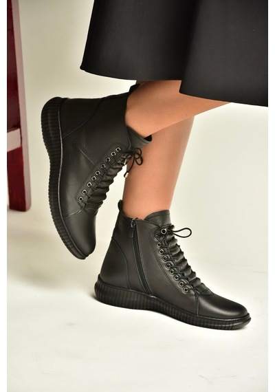 Fox Shoes Z999100903 Siyah Hakiki Deri Rahat Kalıp Kadın Bot