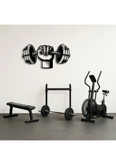 Power Lifting Halterci Metal Duvar Tablosu Siyah