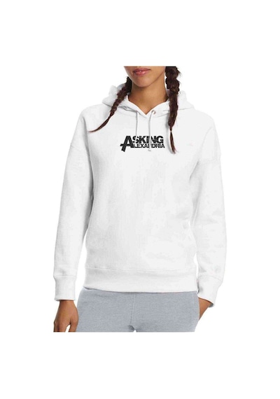 Alexandria Logo Baskılı Beyaz Kadın Kapşonlu Sweatshirt