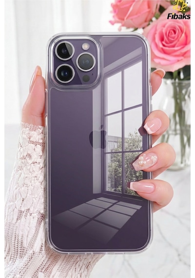 Fibaks iPhone 14 Pro Max Uyumlu Kılıf Yumuşak Şeffaf Ince Esnek Renksiz Silikon Kapak