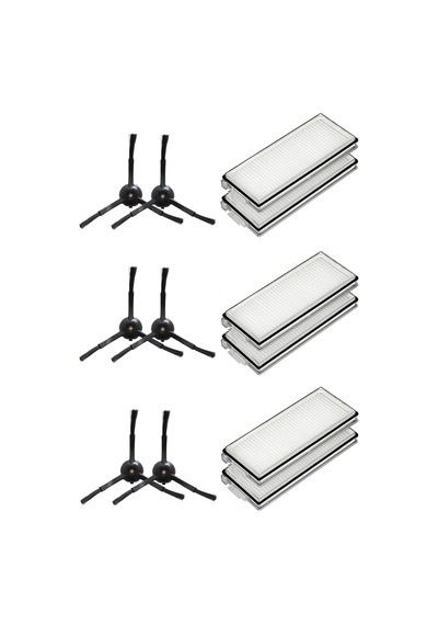 Roborock Qrevo Pro Uyumlu 6 Adet Hepa Filtre 6 Adet Siyah Yan Fırça