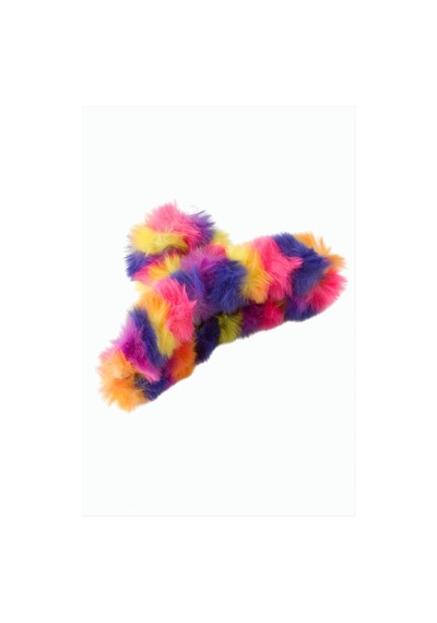 Tüylü Mandal Toka 11 Cm Pembe