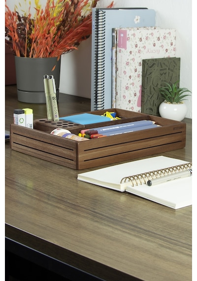 Woodsaka 3line Masaüstü Organizer - Ceviz Ağacından