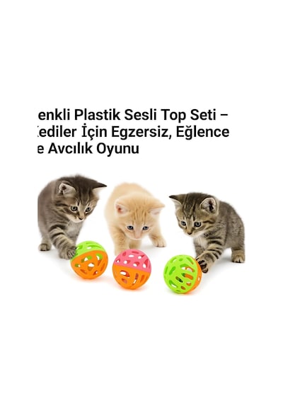 4 Lü Zilli Kedi Oyuncak Topu Renkli Plastik Sesli Top Seti Kediler İçin Egzersiz, Eğlence Ve Avcılık Oyunu