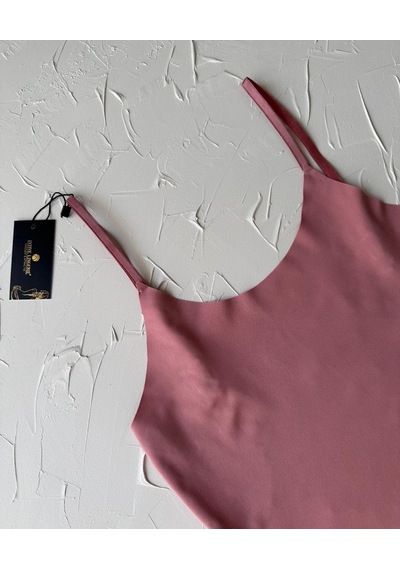 İnce Askılı Dikişsiz V Yaka İz Yapmaz Büstiyer/croptop Pudra