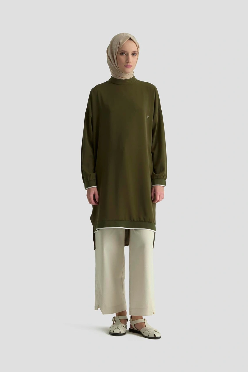 Armine Trend Kolları Ribanalı Arkadan Uzatmalı Basic Tunik-haki 25yt449 Haki