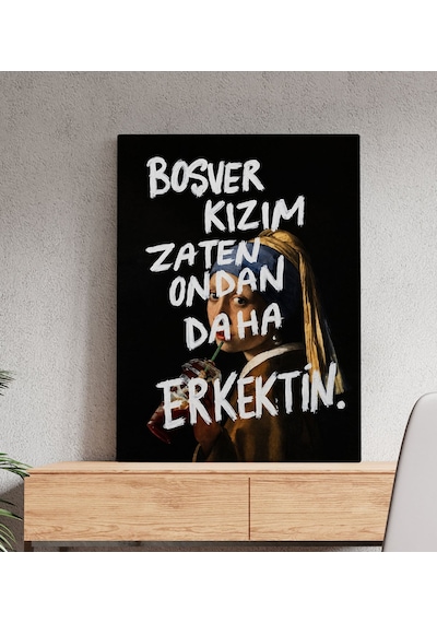 Bk Gift Vintage Klasik Sanat Esprili Sözlü Dekoratif Kanvas Tablo - 21 Çok Renkli