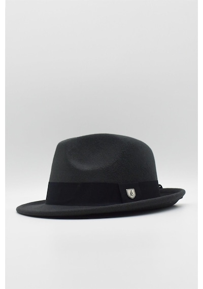 Külah Erkek Füme Keçe Trilby Fötr Şapka - Füme
