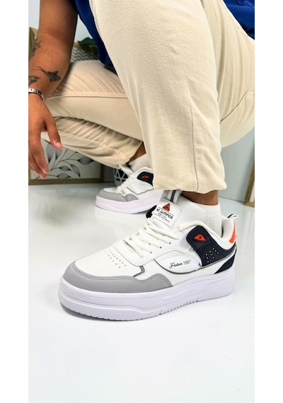 Günlük Erkek Sneaker Bağcıklı Kalın Desenli Tabanlı Oval Burunlu Bilek Destekli Spor Ayakkabı 2282 Buz Beyaz Oranj Laci Günlük Erkek Sneaker Bağcıklı Kalın Desenli Tabanlı Oval Burunlu Bilek Destekli Spor Ayakkabı 2282 Buz Beyaz Oranj Laci