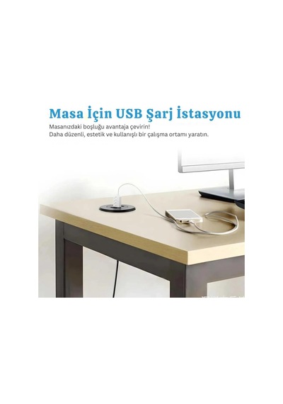 6028 Usb 3 Port Hub Masaüstü Gömme Çoklayıcı Çoğaltıcı Kablolu Şarj