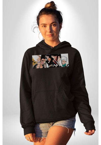 Bleach Anime Kadın Erkek Siyah Kapüşonlu Sweatshirt Hoodie Siyah