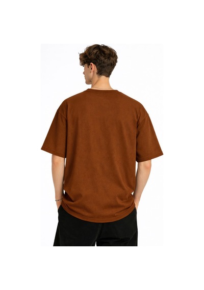 Misa Tahtakale Deer - Oversize Erkek Tişört Kahve Çok Renkli