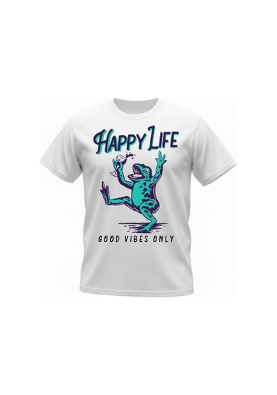 Urbantrendstore Unisex Yeşil Kurbağa Desenli Oversize Fit Rahat Geniş Salaş T-shirt Günlük Tişört Beyaz