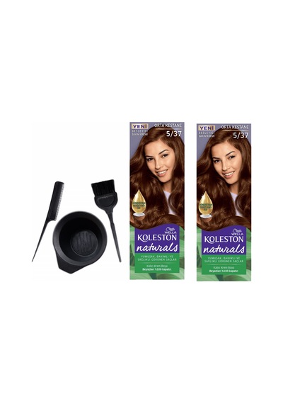 Koleston Natural Saç Boya 5/37 Orta Kestane 2 Adet+Boyama Seti