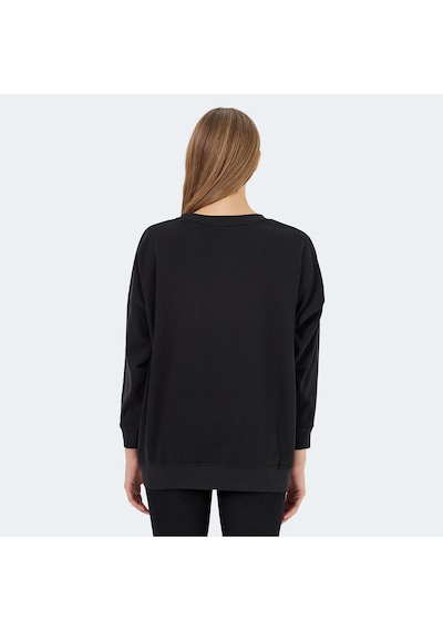 Slazenger VIKENTI SW Oversize Kadın Cepli Oversıze Siyah Sweatshirt