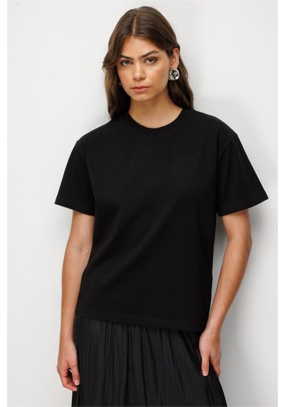 Mizalle Basic Düz Suprem Siyah T-shirt